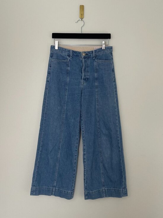 rag & bone Denim - Rag & Bone Maya High Rise Ankle Wide-Leg Jeans in Blue Grass Size 27